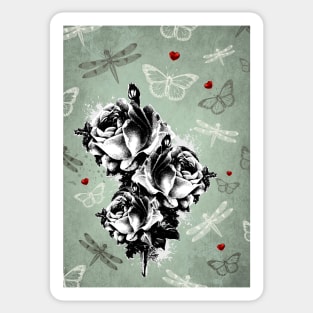 Abstract Roses, Butterflies and Dragonflies Sticker